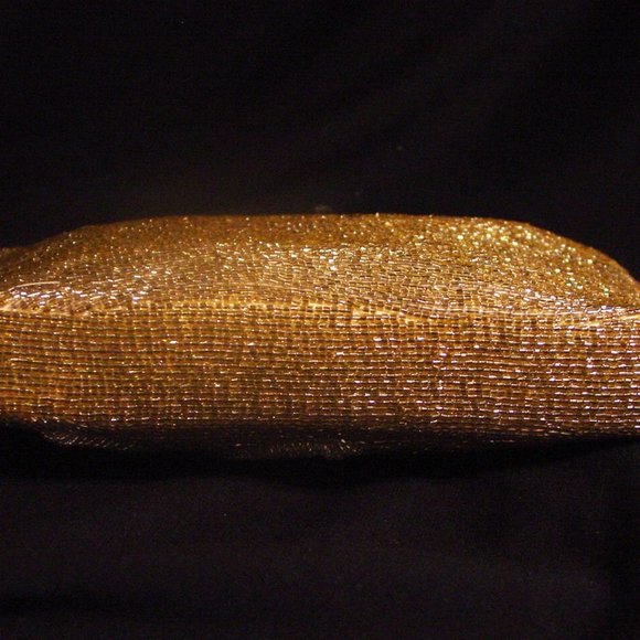 Vintage GENIE Gold Bugle Bead Asian Evening Bag Clutch 8" - Picture 5 of 10